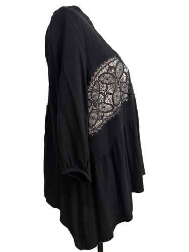 OSO Casuals Black Open Cardigan / Cover Lace Cutouts Size Small - Picture 2 of 19