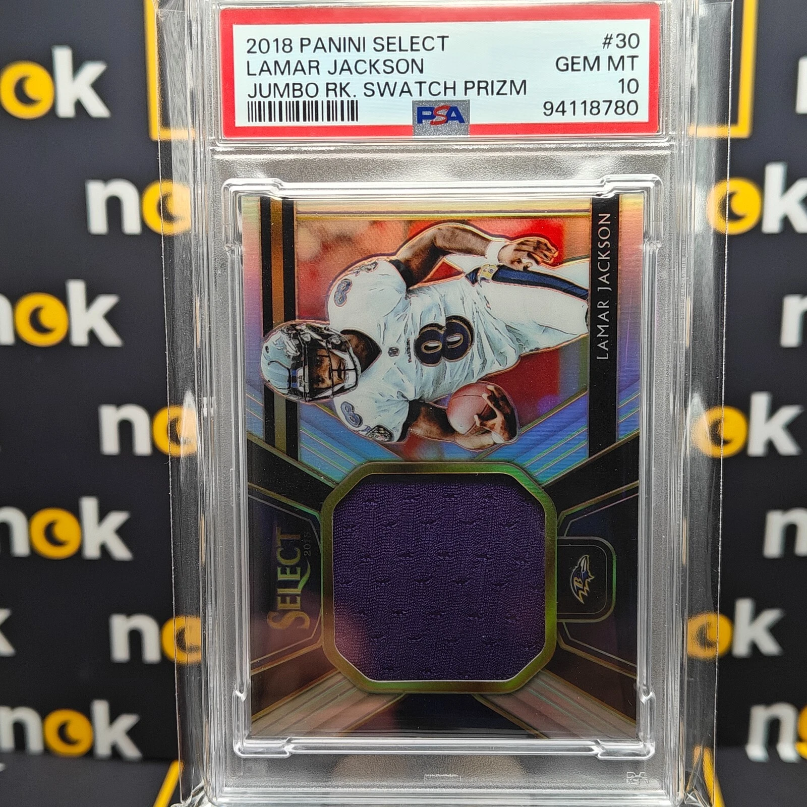 Lamar Jackson Panini Select Jumbo Rookie Swatch Prizm #30 Base