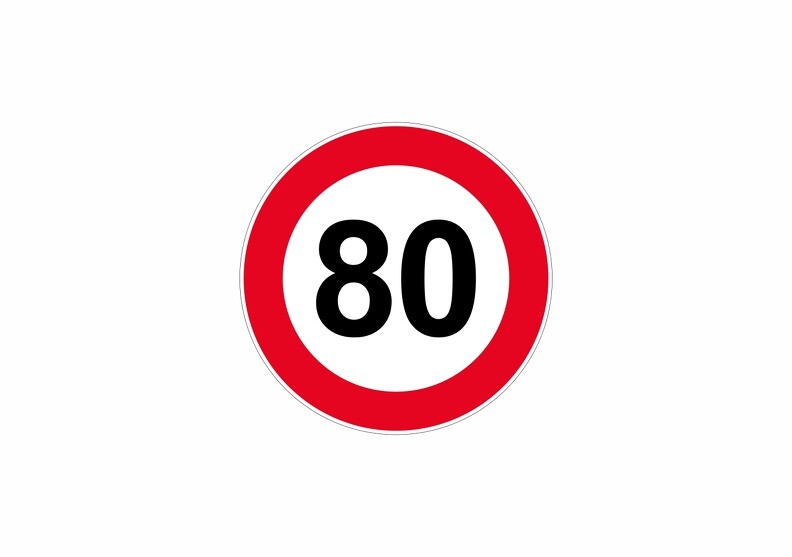 Termoadesiva Sticker Segnalazione Placca Porta Pannello Limitazione Velocità 80