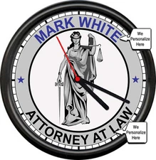 Personalized Attorney Law Clerk Paralegal Legal Scale Of Justice Sign Wall Clock