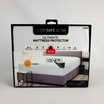 Sleep Safe Ultra Ultimate Mattress Protector Twin 6 in 1 Waterproof Allergens 
