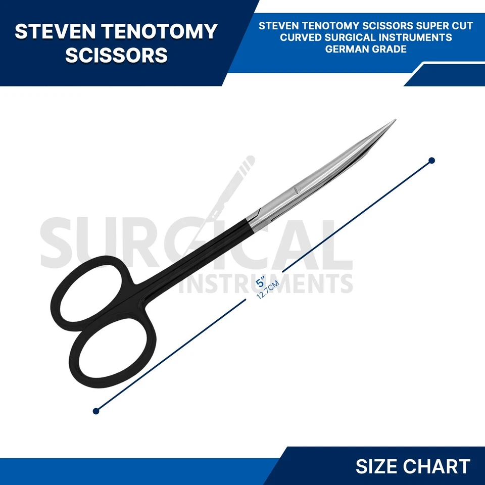 SuperCut Steven Tenotomy Scissors 5" Curved Surgical Instruments German Grade - Image 2 of 4