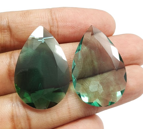 45.55 Ct Beautiful Green Amethyst Pear Cut Pair Loose Gemstone For Jewelry - Picture 4 of 8
