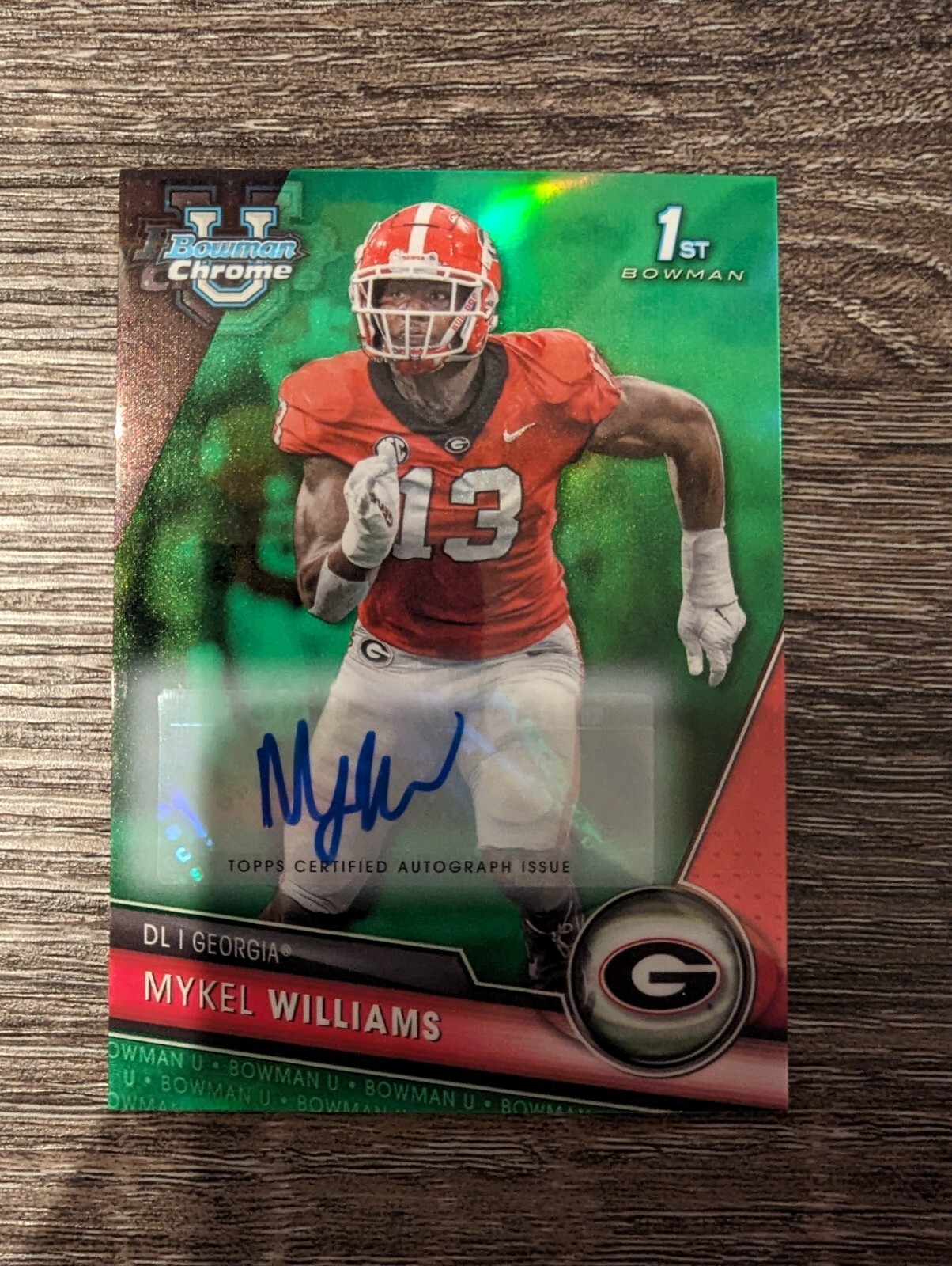 2023 Bowman University Chrome Mykel Williams 1st Green Refractor Auto RC #44/99
