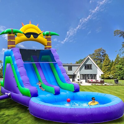 26x12x14FT Giant Commercial Inflatable Double Water Slide Bounce House For Kids