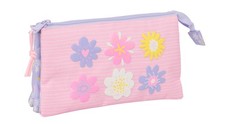 SAFTA BOUQUET   Triple Pencil Case, Children's Pencil Case, Ideal for School Chi