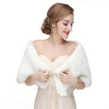 Womens Faux Fur Shawl, Wrap, Ribbon, Bridal Stole, Scarf, Bride, Bridesmaids