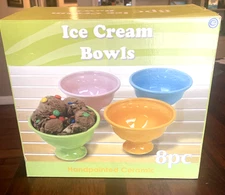 Ceramic Bowls, Medium  Bowl, Set of 8 Ice Cream Bowls, Dessert Bowl for S...