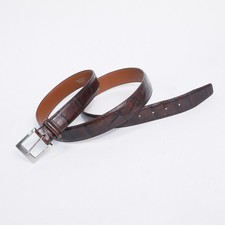 Brighton Crocodile Embossed Men's Leather Dress Belt 46 Brown Silver Buckle USA