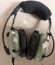 David Clark H10-21 Aviation Headset Passive Noise Canceling Mic Green Used