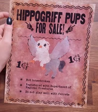 Wizarding Trunk Harry Potter Common Room Notices Hippogriff Pups For Sale Print
