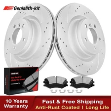 Front Brake Rotor + Ceramic Brake Pads for 2010 2011 2012 Range Rover HSE 5.0L
