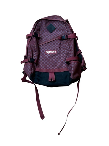 Sac à dos Cordura Supreme Bourgogne Damier à carreaux rare FW11