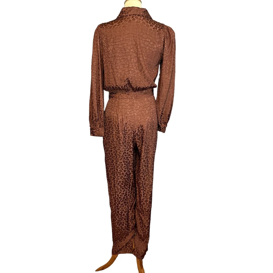 Mono Lovers + Friends Cheyann Satinado Marrón PEQUEÑO Envoltura Dobladillo Dividido Leopardo NUEVO Foto 4 de 4