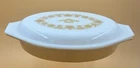Vintage Pyrex Gold Butterfly Milk Glass  1 Quart Divided Dish Ovenware With Lid