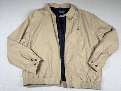Vintage Polo Ralph Lauren Harrington Jacket Sz XL Tan Navy Plaid
