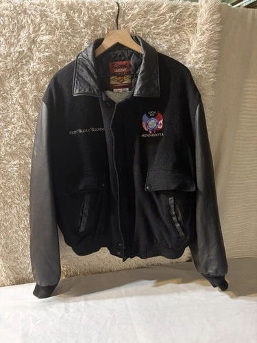 Vintage Reed Leather Wool Varsity Jacket ATU Labor Union Minnesota Seattle 90s - product listing photo