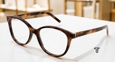 SAINT LAURENT SL M112 002 Round Oval Panthos Havana 54 mm Women's Eyeglasses