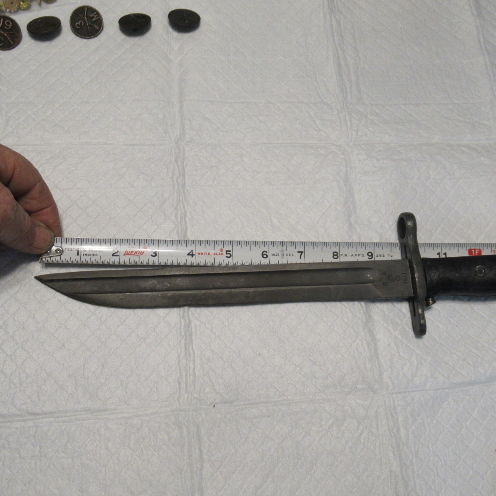 DATED 1911 M1 GARAND BAYONET S.A. SPRINGFIELD ARMS FLAMING BOMB VERY NICE 502238