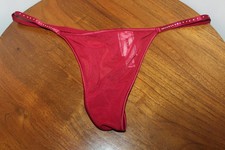 VICTORIA'S SECRET PINK V-STRING MESH RHINESTONE STRAP RED LACQUER SIZE S, M L