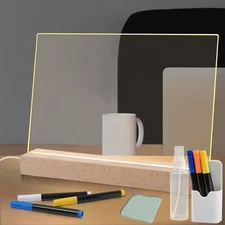 Acrylic Dry Erase Board with Light Up Stand for Desk 13 x 9 Clear Desktop Not...