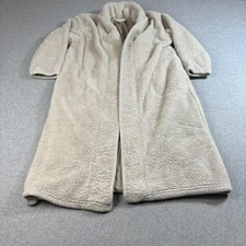 Minky Couture Robe Womens Small Beige Plush Fleece Belted Long Cozy Comfortable