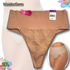 NWT Maidenform Women's 2XL Tame Your Tummy Shaping Lace Thong DM0049 Nude Swirl