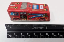 WORKS: Tin Wind-Up Fire Truck: 1960: Kanto Toys Japan/Japanese