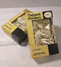 VTG J C Penny Hollywood Regency Ornate Plastic Drape Curtain hold backs NEW 2bxs