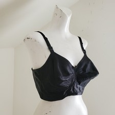 50s Vtg Exquisite Form Black Satin Bullet Bra