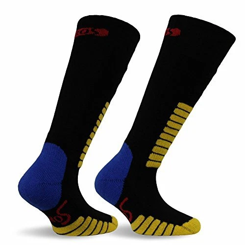 SMALL KIDS EUROSOCK "SKI SUPREME OTC" SKI SOCKS BLACK/BLUE/YELLOW 2XS 11.5 13.5