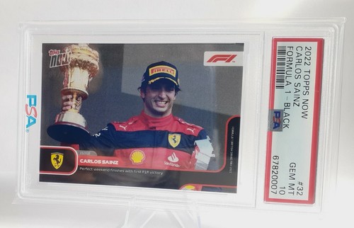 2022 TOPPS NOW F 1 #32 CARLOS SAINZ Black Parallel 89/99🔥 PSA GEM MT 10 low P . - Picture 2 of 2