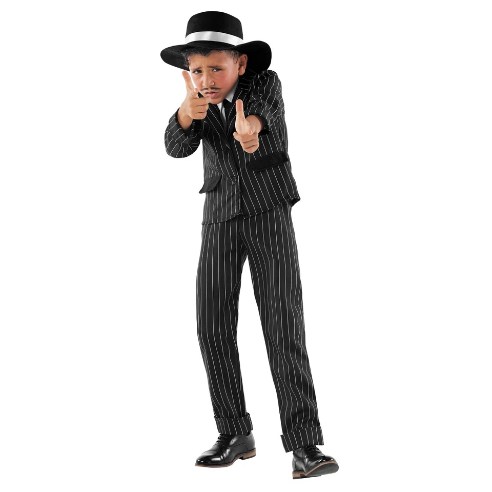 Disfraz de gángster pequeño de los años 20 para niños S - XL traje de jefe de la mafia de los años 20 Halloween Foto 3 de 4