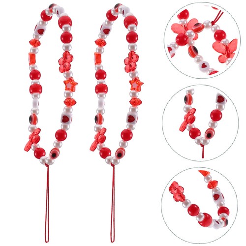 2 Pcs Lanyard Colorful Beaded Phone Mobile Chain Strap - Zdjęcie 12 z 12