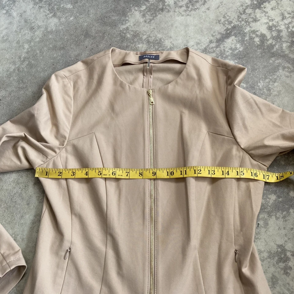 Blazer Basler Mujer 6 Cremallera Frontal Tostado Minimalista Cuello Redondo Elegante Chaqueta Oficina Foto 4 de 4