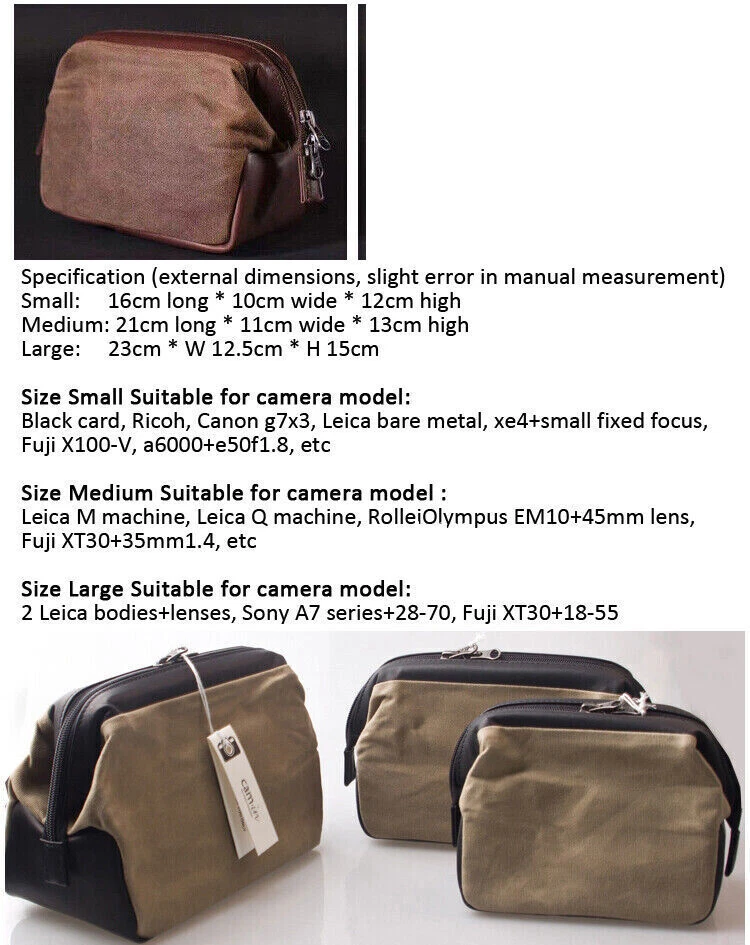 Leather Camera Bag Pouch Insert for Fuji Leica M Sony A7 Nikon Canon Panasonic - Image 4 of 4