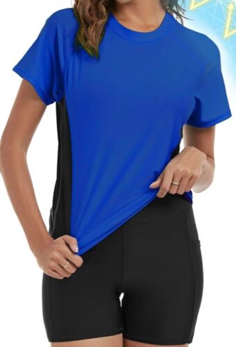 Tournesol Women's Rash Guard 2 Piece Short Sleeve Swim Shirt with Shorts...