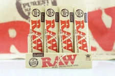5 PACKS OF AUTHENTIC RAW ROLLING PAPER CLASSIC KING SIZE SLIM NATURAL