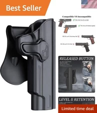 Level II Retention 1911 Full Size OWB Holster - Black Adjustable Cant Design
