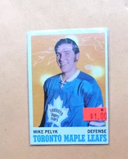 1970 71 Topps Hockey Card #107 MIKE PELYK Toronto maple Leaf's   EXMT Beauty
