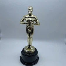 Classic Gold Tone  Achiever Statue On Dark Brown  Base (a)