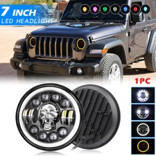 Faro LED redondo de 7 pulgadas calavera halo ojos de ángulo para Jeep Wrangler JK LJ TJ CJ