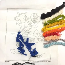 Artcraft Concepts Needlepoint Kit Hobo Clown Vintage 1982 5717 Persian Wool Yarn