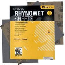 Indasa 50 PCS 9x11” Rhynowet Wet & Dry Sandpaper Sheets, 80-2500 Grit Range