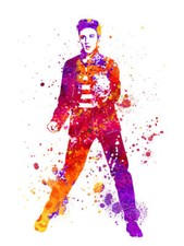 Colorful Watercolor Elvis Presley 8x10 Cotton Craft Quilting Fabric Block