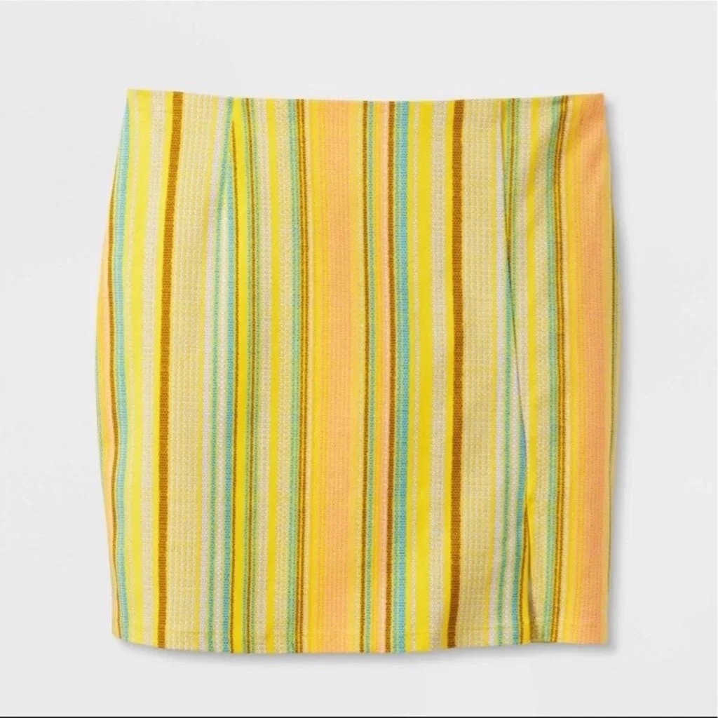 Horizontal striped skirt yellow cheap
