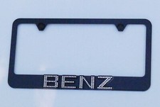 Mercedes Benz Black License Plate Frame Swarovski Iced Out Crystal Emblems