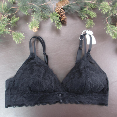 Luvlette Bra Size 3 Black Lace Wireless Padded Adjustable Clasp Back