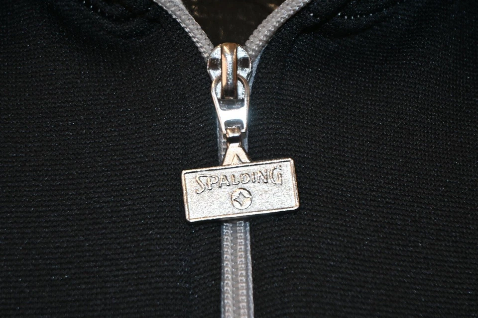 vintage 80s SPALDING BLACK GRAY NEON GREEN ZIPPER ZIP UP WARM UP TRACK JACKET L Foto 4 de 4