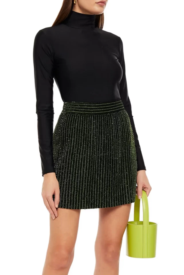 PRADA SILK ORGANZA BEAD EMBELLISHED JEWELLED DEADSTOCK CATWALK MINI SKIRT ROCK